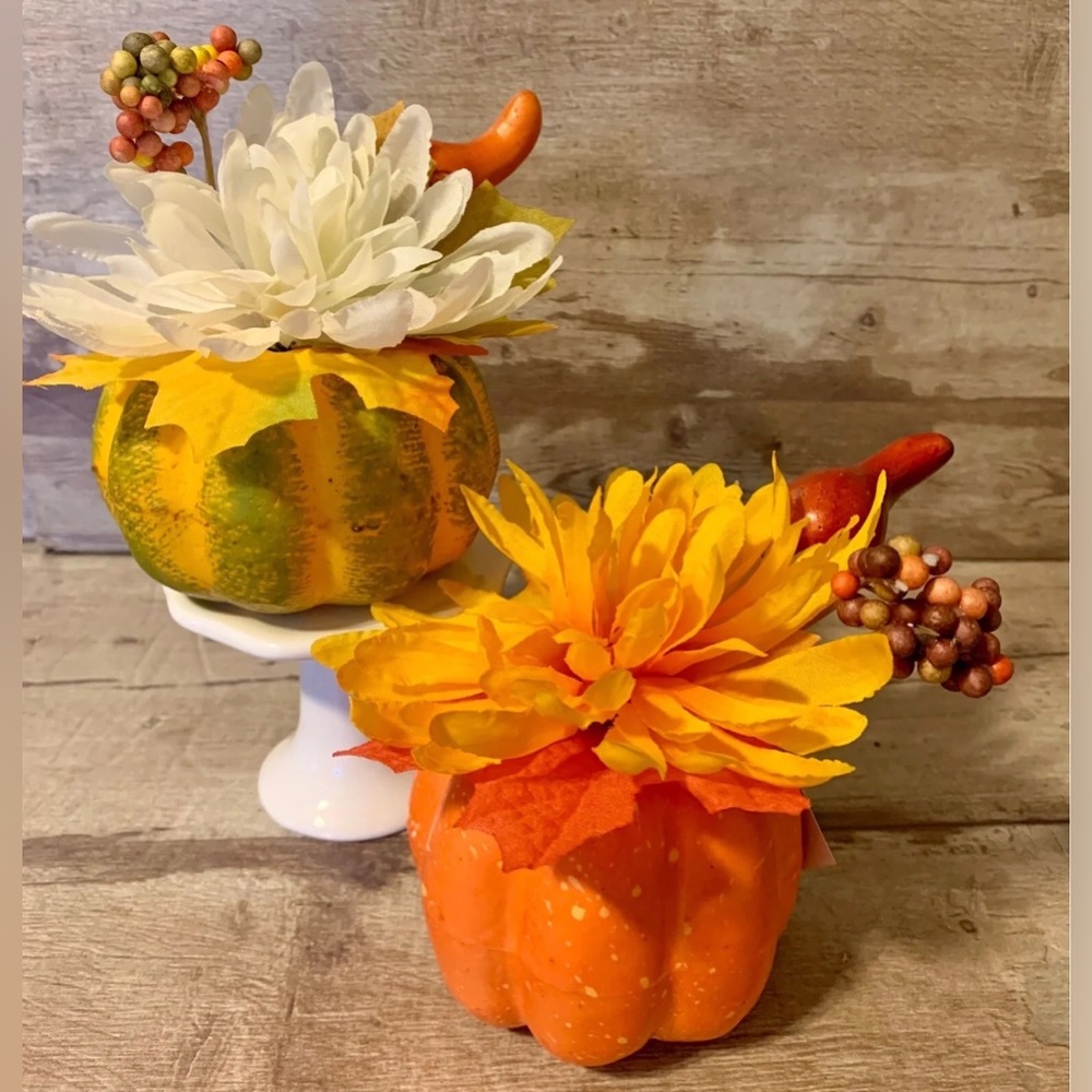 🍁 2 DECORATIVE PUMPKINS 🍁